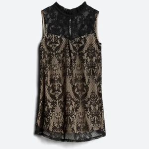 New without tag Fortune + Ivy Bellah Lace Blouse Black Tan Size Medium